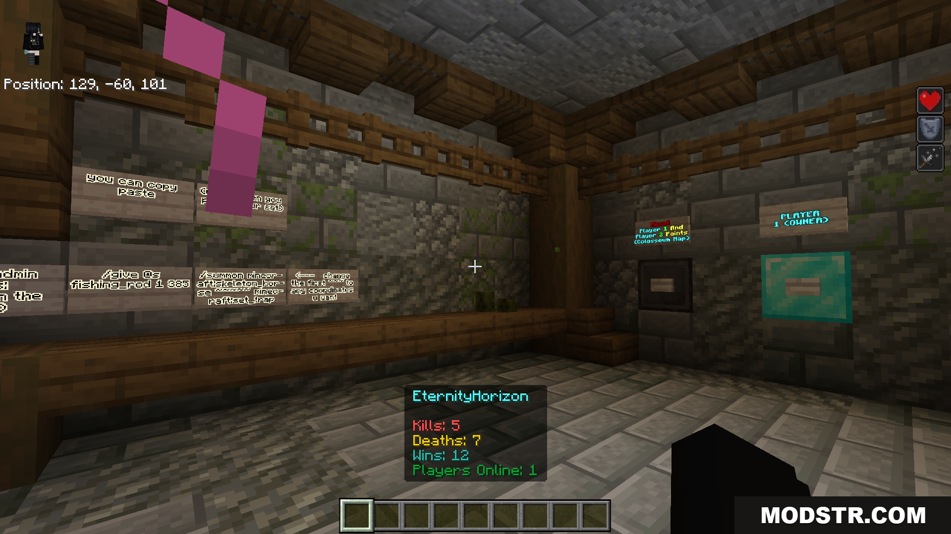 Colosseum Pvp Map Screenshot 11 The kit selection room with buttons to start the match