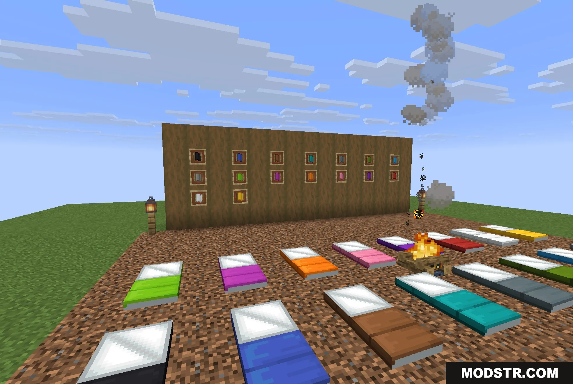 Comforts Modernized 9minecraft Resource Pack Screenshot 6 Modernized textures for colorful sleeping bags and hammocks from Comforts Modernized