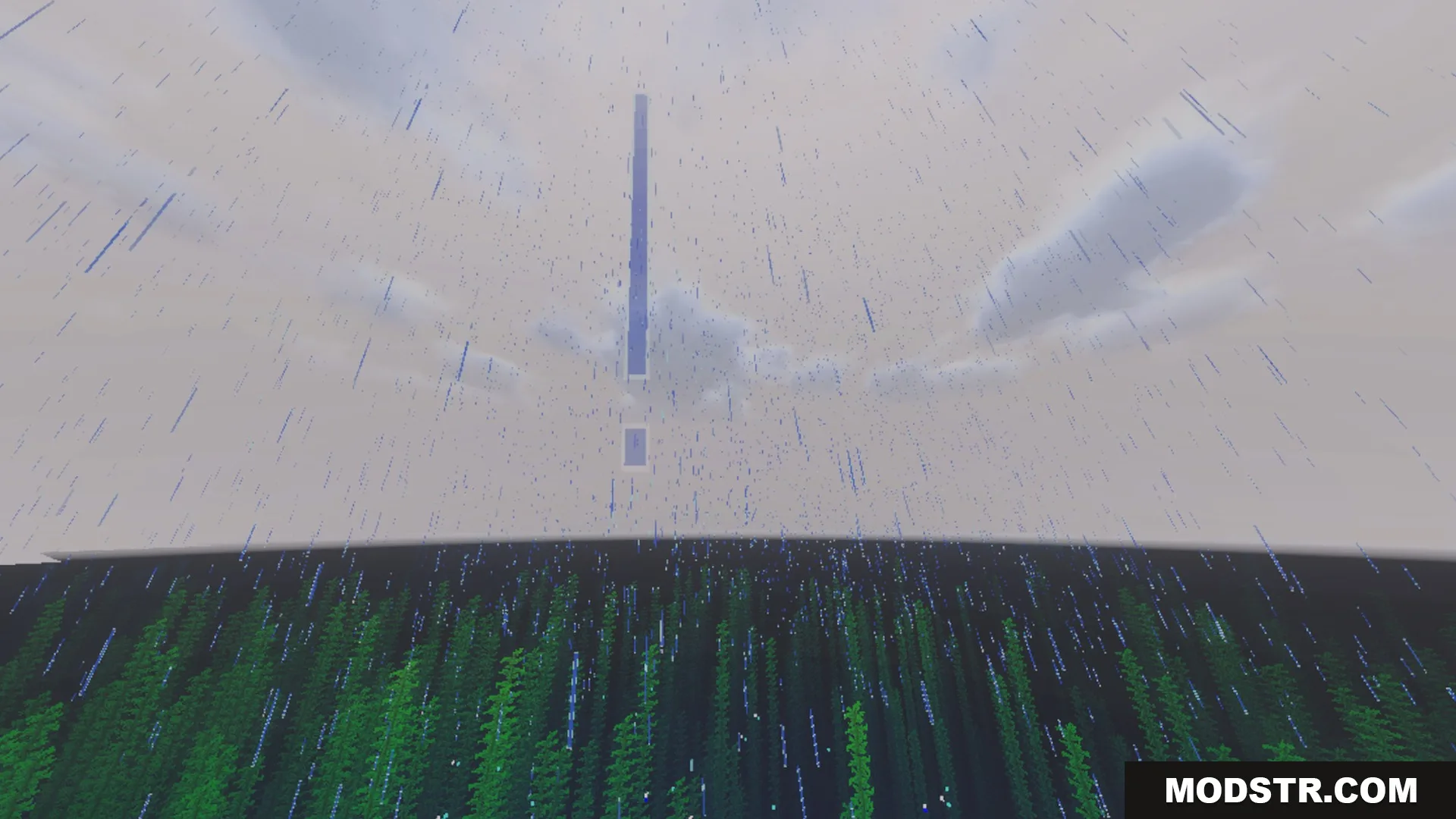Complementary Unbound Clouds Shader Screenshot 10 Rain falls from the sky over a deep ocean filled with green kelp