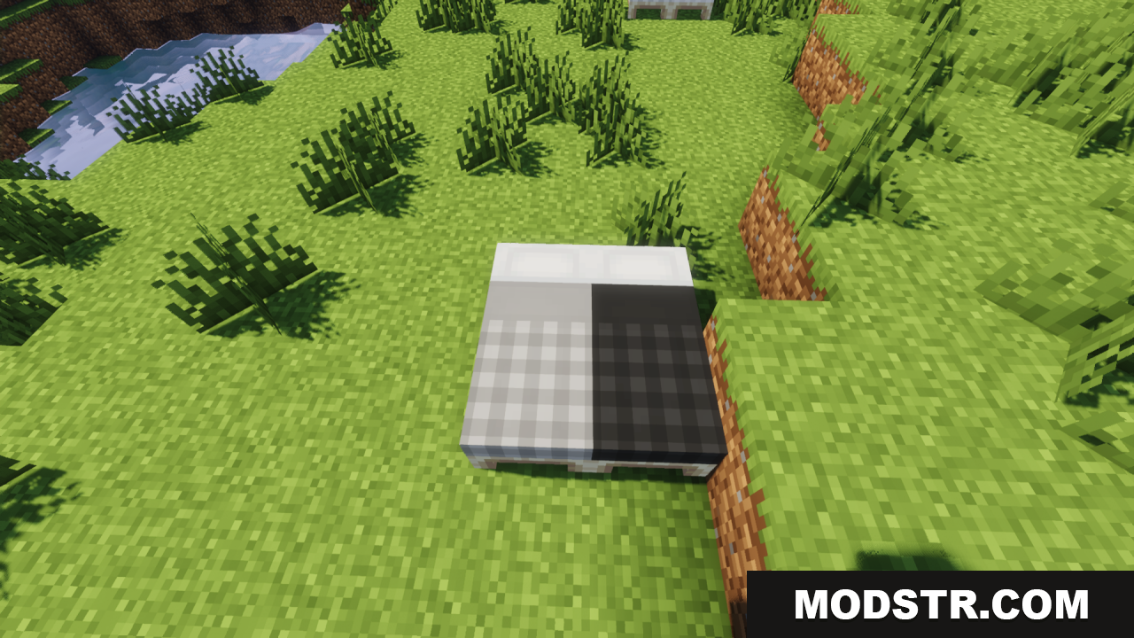 Cozy Nook Beds Resource Pack Screenshot 7 Two plaid beds placed side by side on grass
