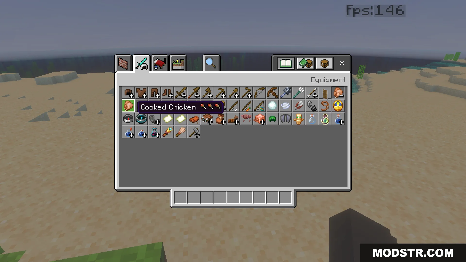 CraftStudios Better FPS Texture Pack Screenshot 4 Inventory menu showing food items with hunger points displayed