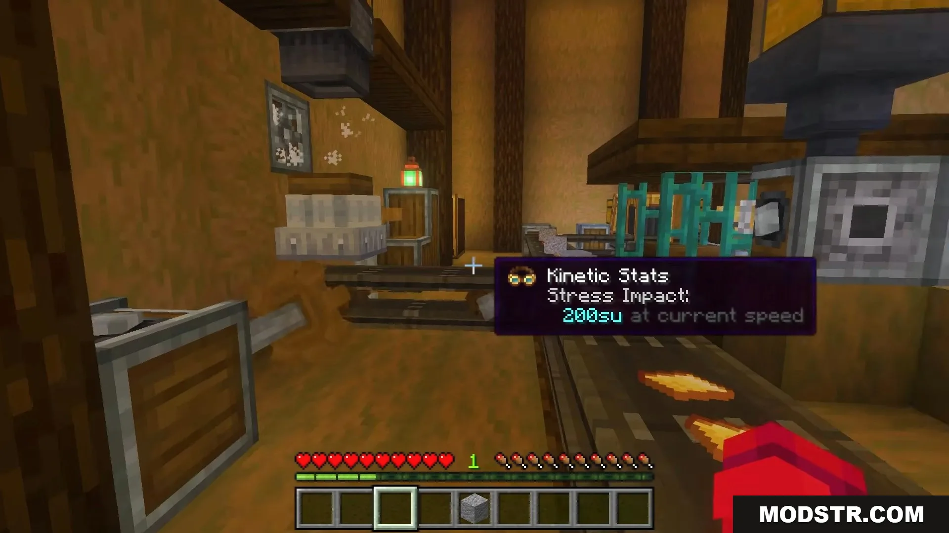 Player viewing kinetic stats and stress impact on a mechanical belt system