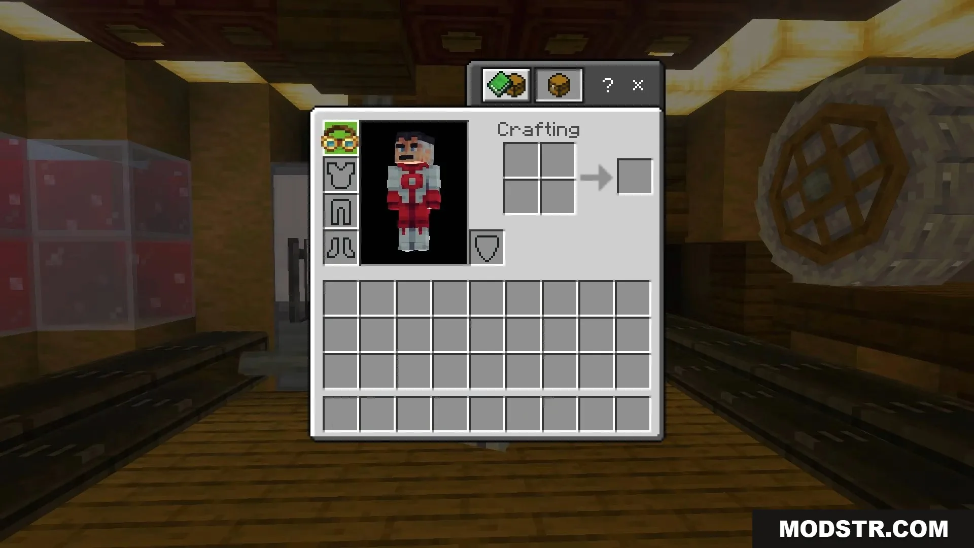 Player inventory showing character wearing engineer goggles near a cogwheel