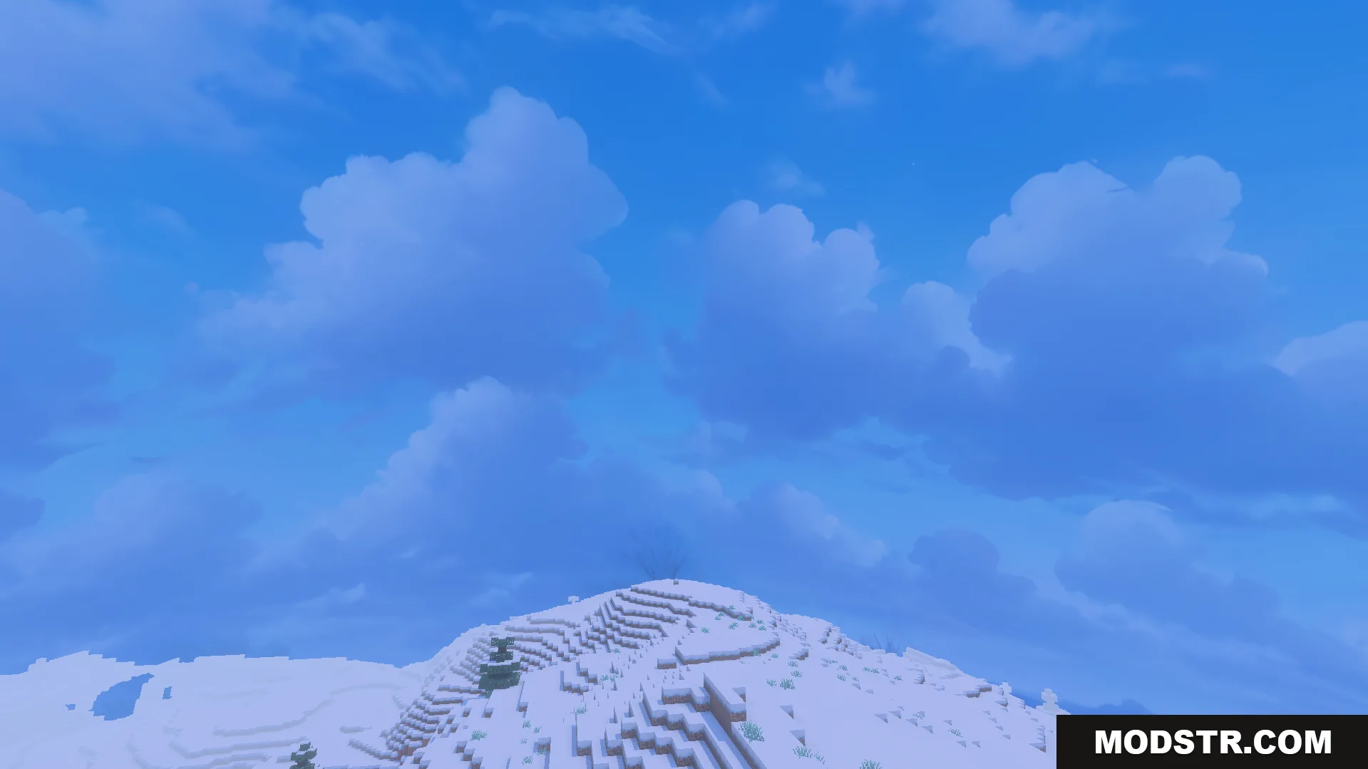 high resolution textures showing realistic clouds above snowy terrain