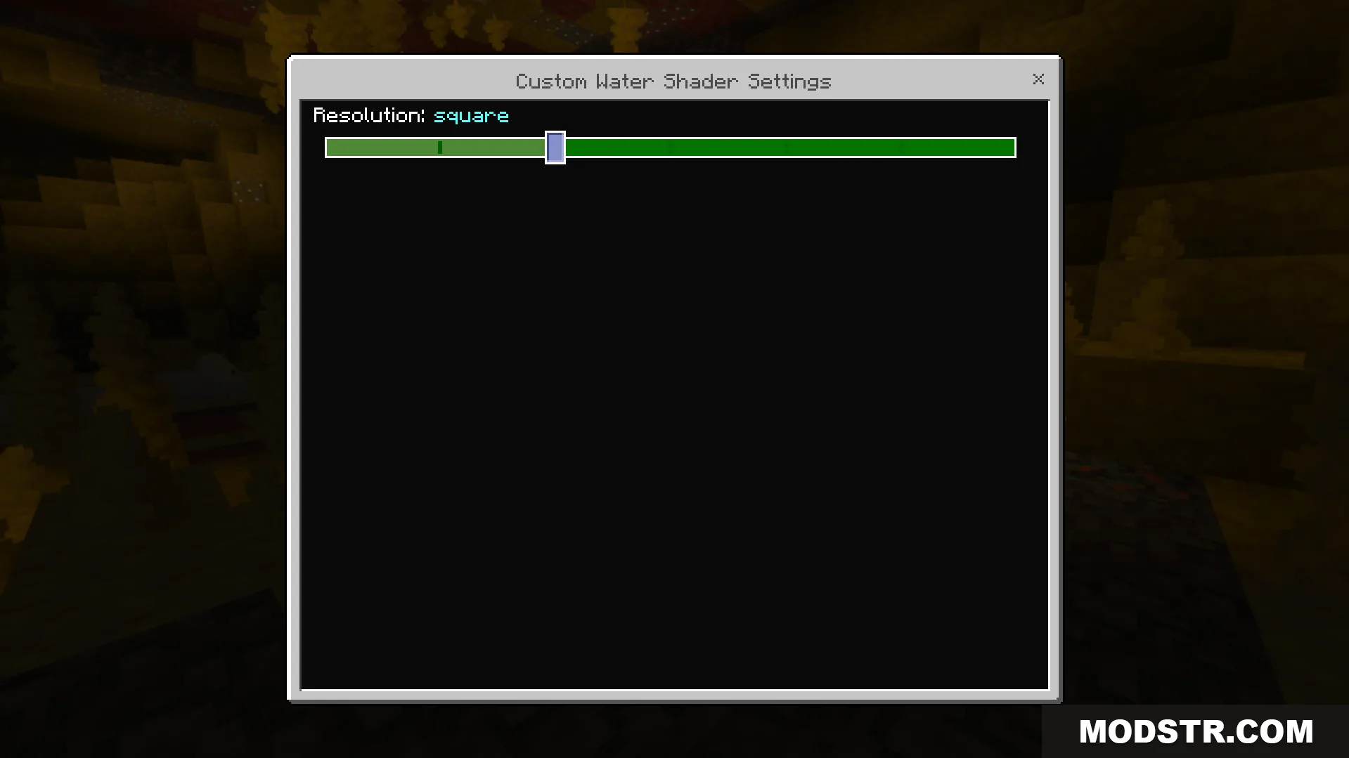Custom Water Shader Screenshot 4 Custom Water Shader settings menu with a slider to change water styles