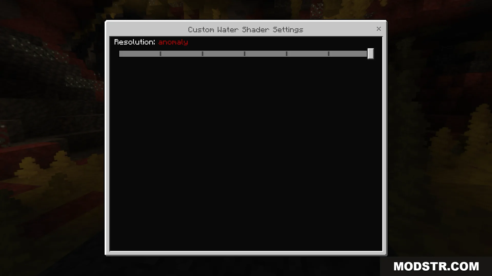Custom Water Shader Screenshot 2 Settings menu with a slider to select different water styles for the world