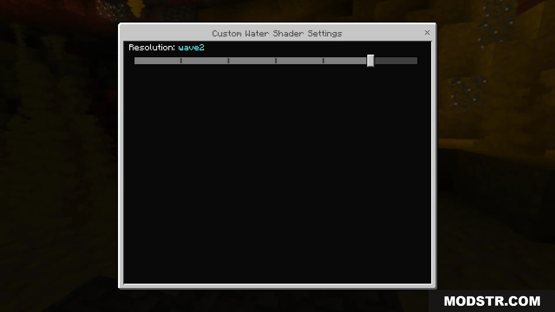 Custom Water Shader Screenshot 6 Custom Water Shader settings menu with a slider to select wave styles