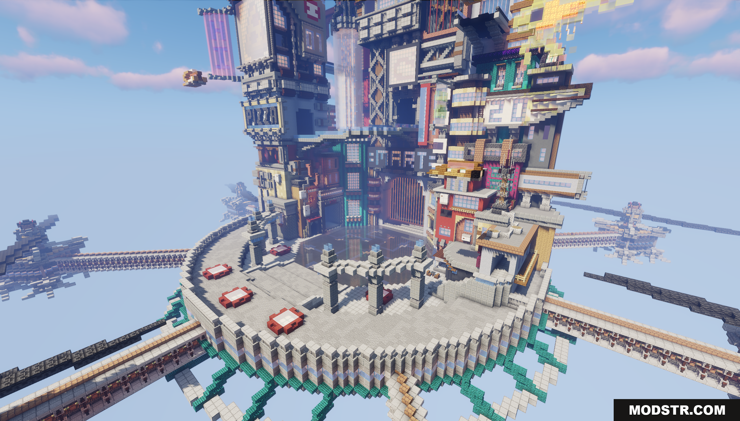 Cyberpunk Island City Map Screenshot 5 Cyberpunk Island City Map floating high in the sky