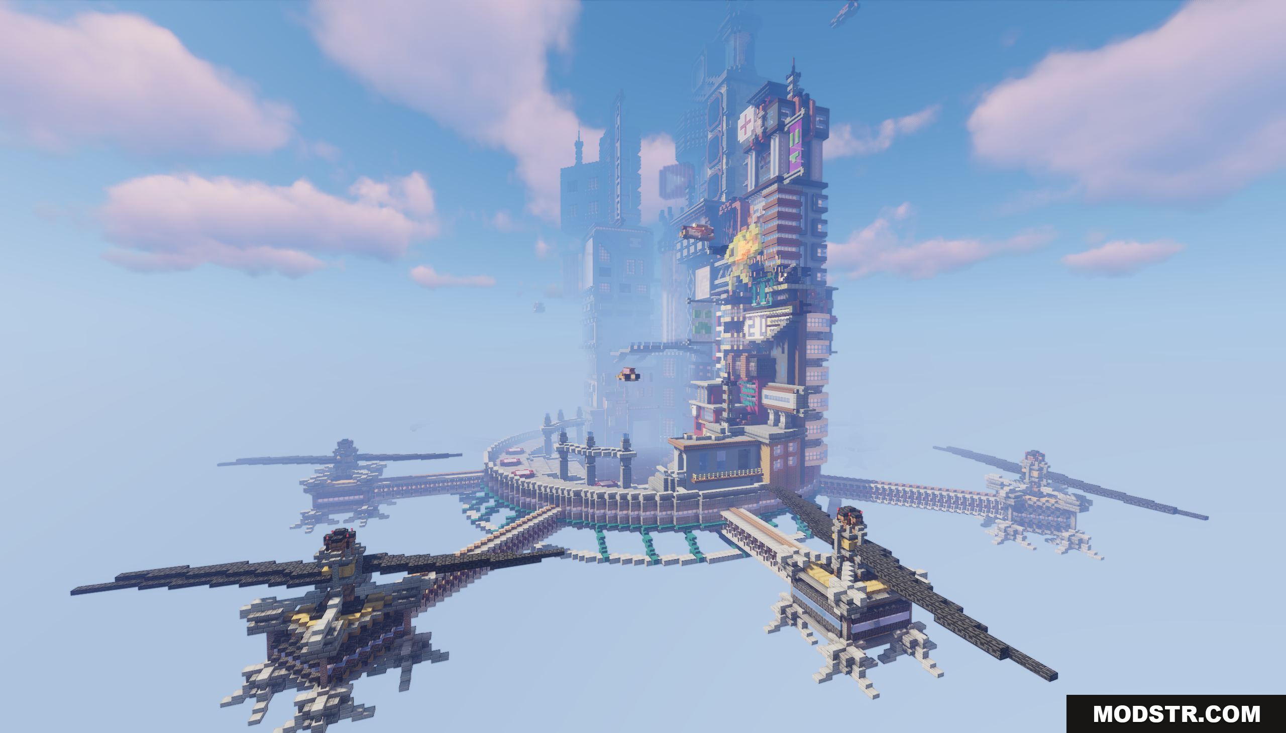Cyberpunk Island City Map Screenshot 10 The Cyberpunk Island City Map floating high in the sky