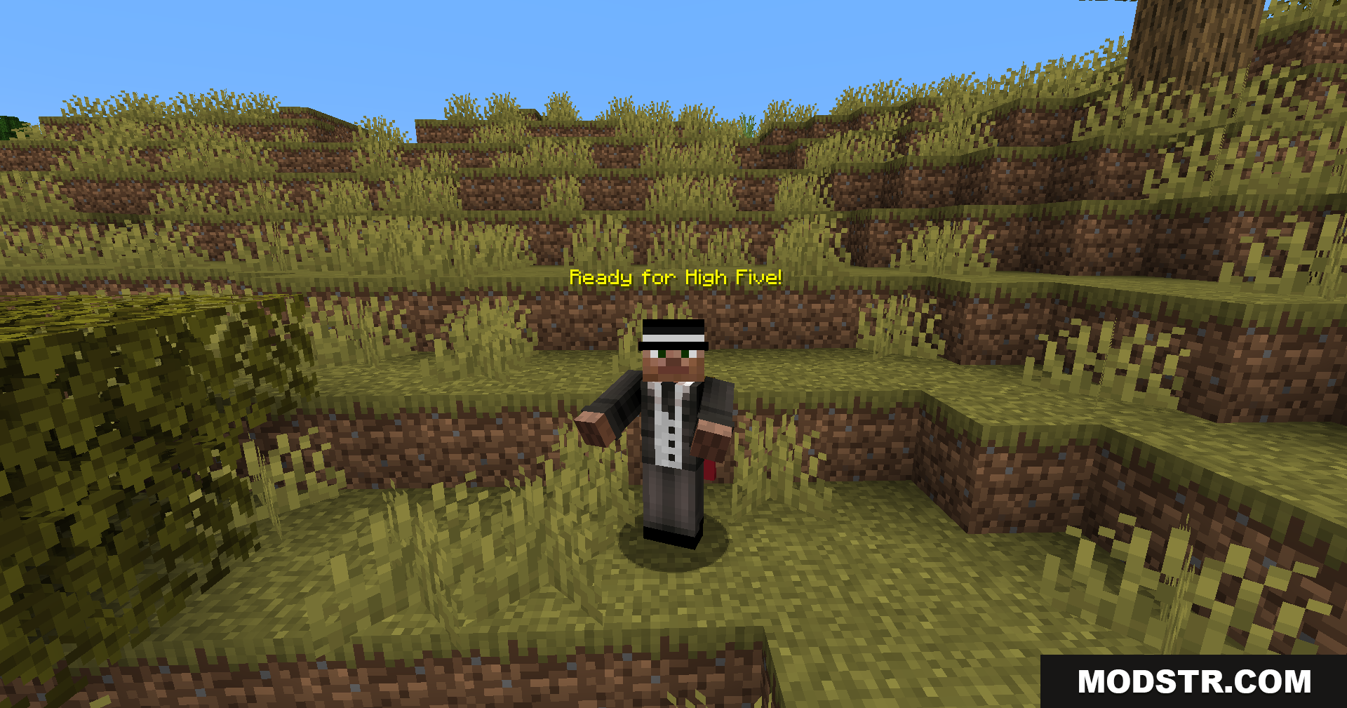 Dap Ur Homies Mod Screenshot 7 Minecraft player in a suit getting ready for a high five