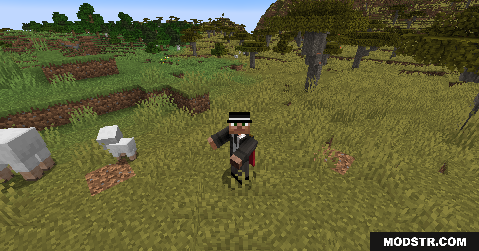 Dap Ur Homies Mod Screenshot 4 Player character in a suit and hat standing in a grassy field