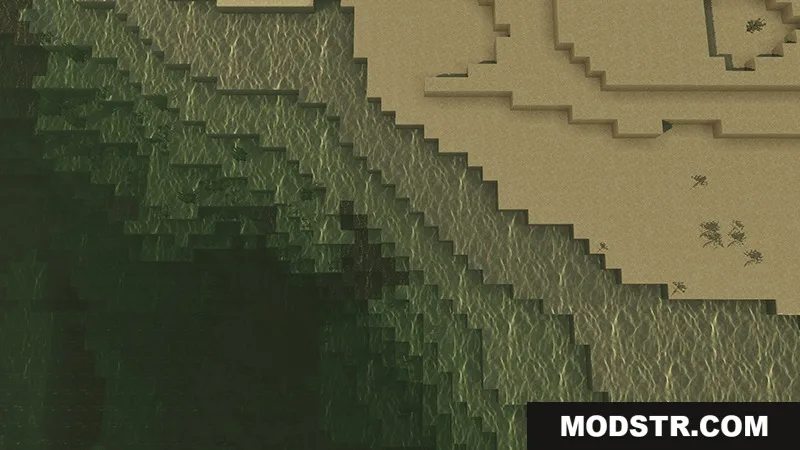 Realistic water ripples on a sandy beach with muted colors and deep shadows