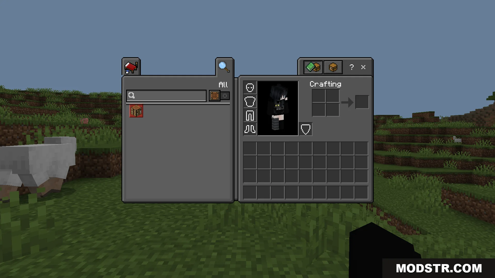 Dark Theme Texture Pack Screenshot 6 The player inventory screen features a dark grey theme for better visibility