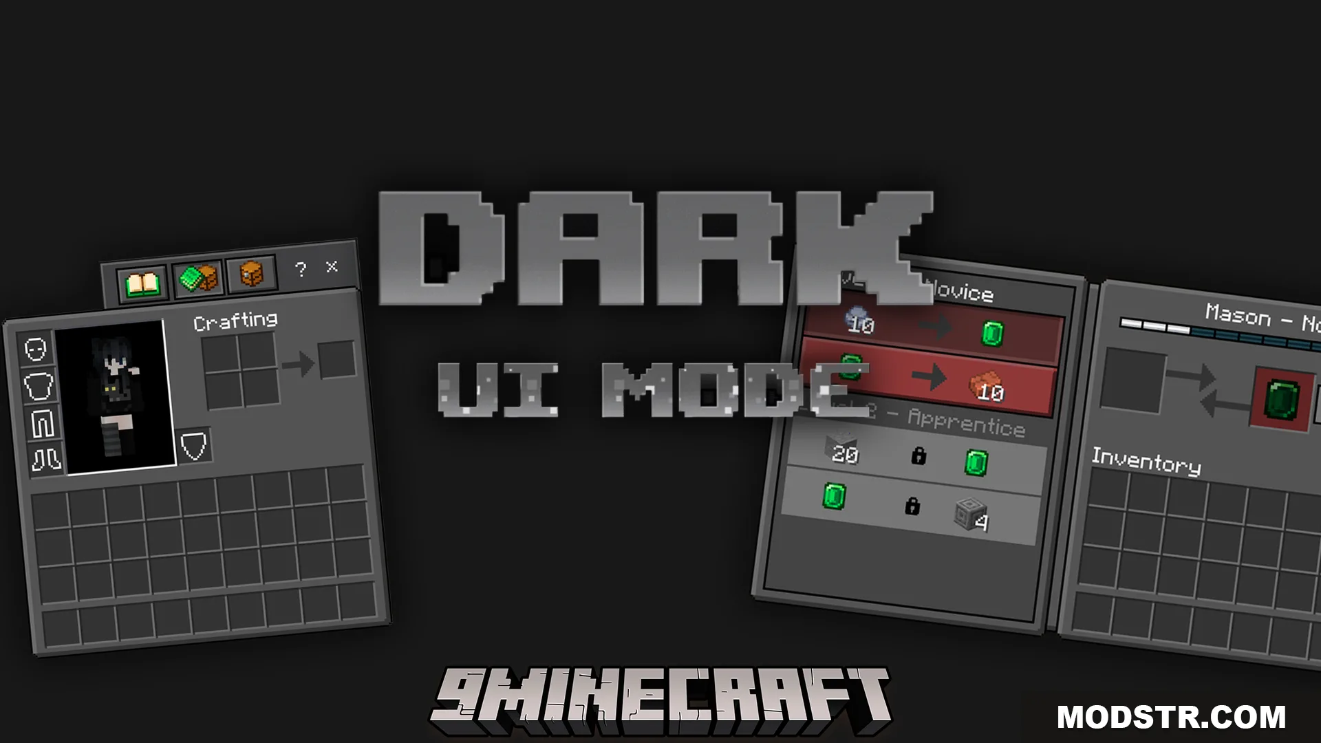 Dark UI Mode Texture Pack (26.x, 1.21) – Friendly Dark Theme For All Game Menus cover art