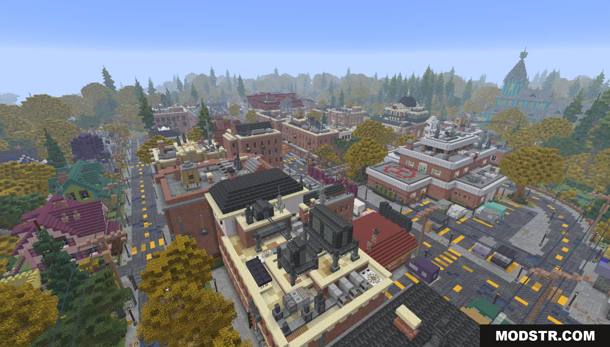 Deltarune Recreation Map Screenshot 4 An aerial view of a detailed suburban town in autumn