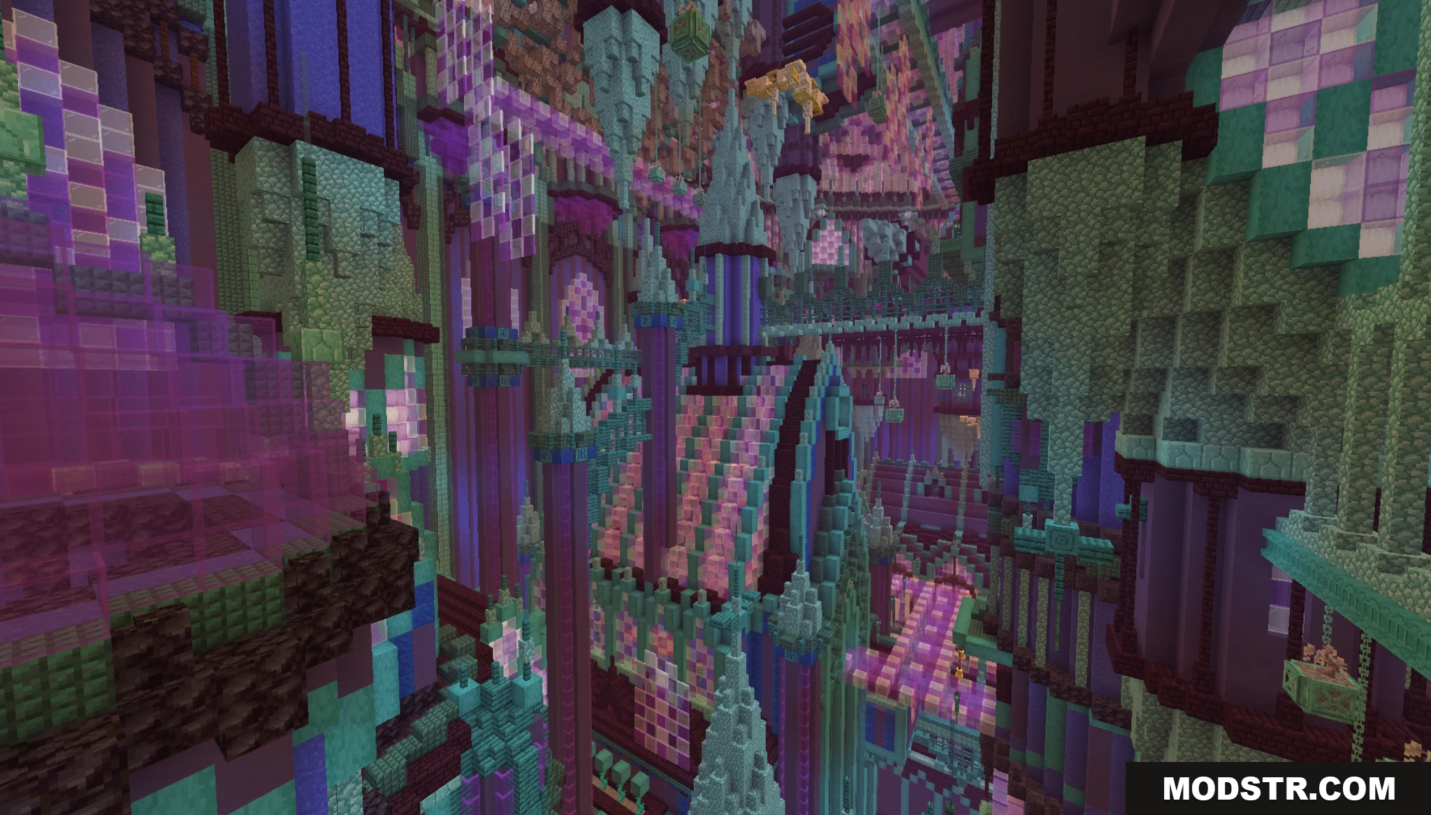 Deltarune Recreation Map Screenshot 5 A chaotic and colorful city with intricate purple architecture