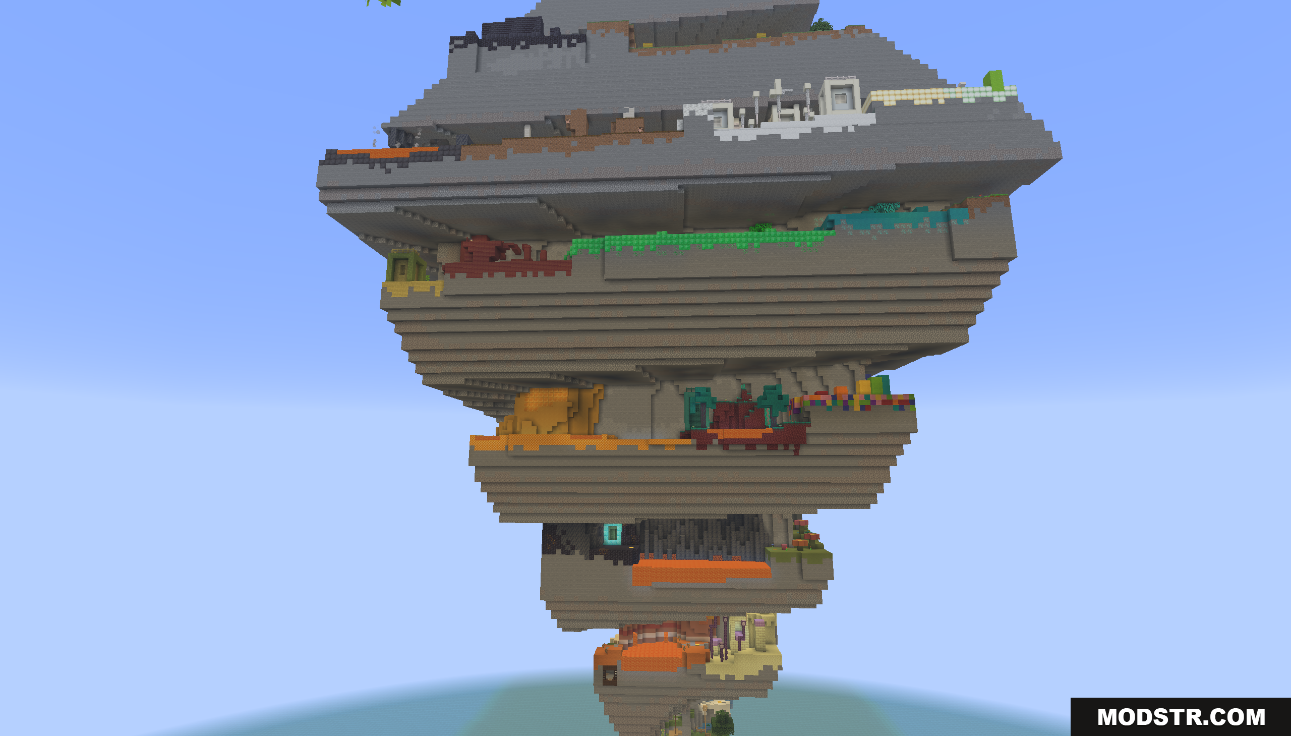 Diamond Dash Map Screenshot 2 A massive multi-layered pyramid floating high above the ocean