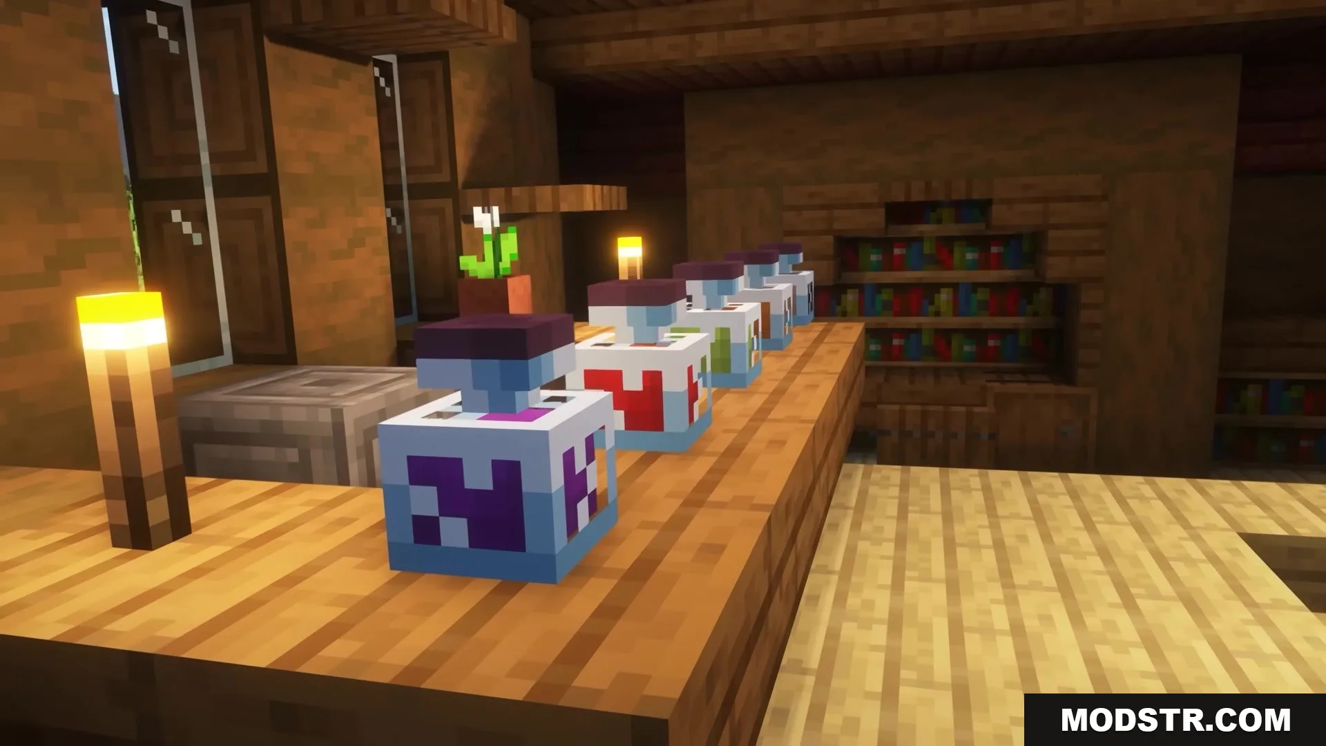 Dimension Red's Alchemy Resource Pack Screenshot 3 Dimension Red's Alchemy Resource Pack adds detailed 3D potion models to the game