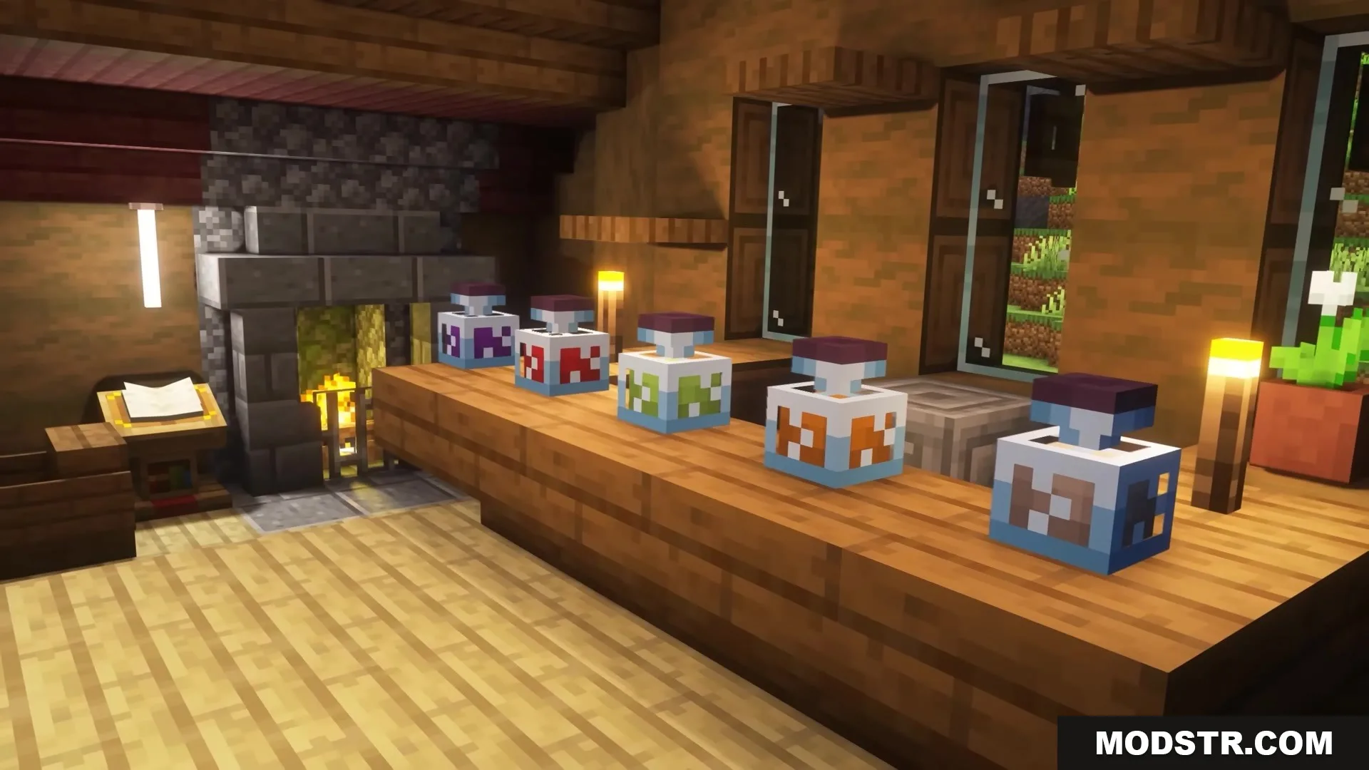 Dimension Red's Alchemy Resource Pack Screenshot 2 Dimension Red's Alchemy Resource Pack replaces flat potion bottles with detailed 3D models