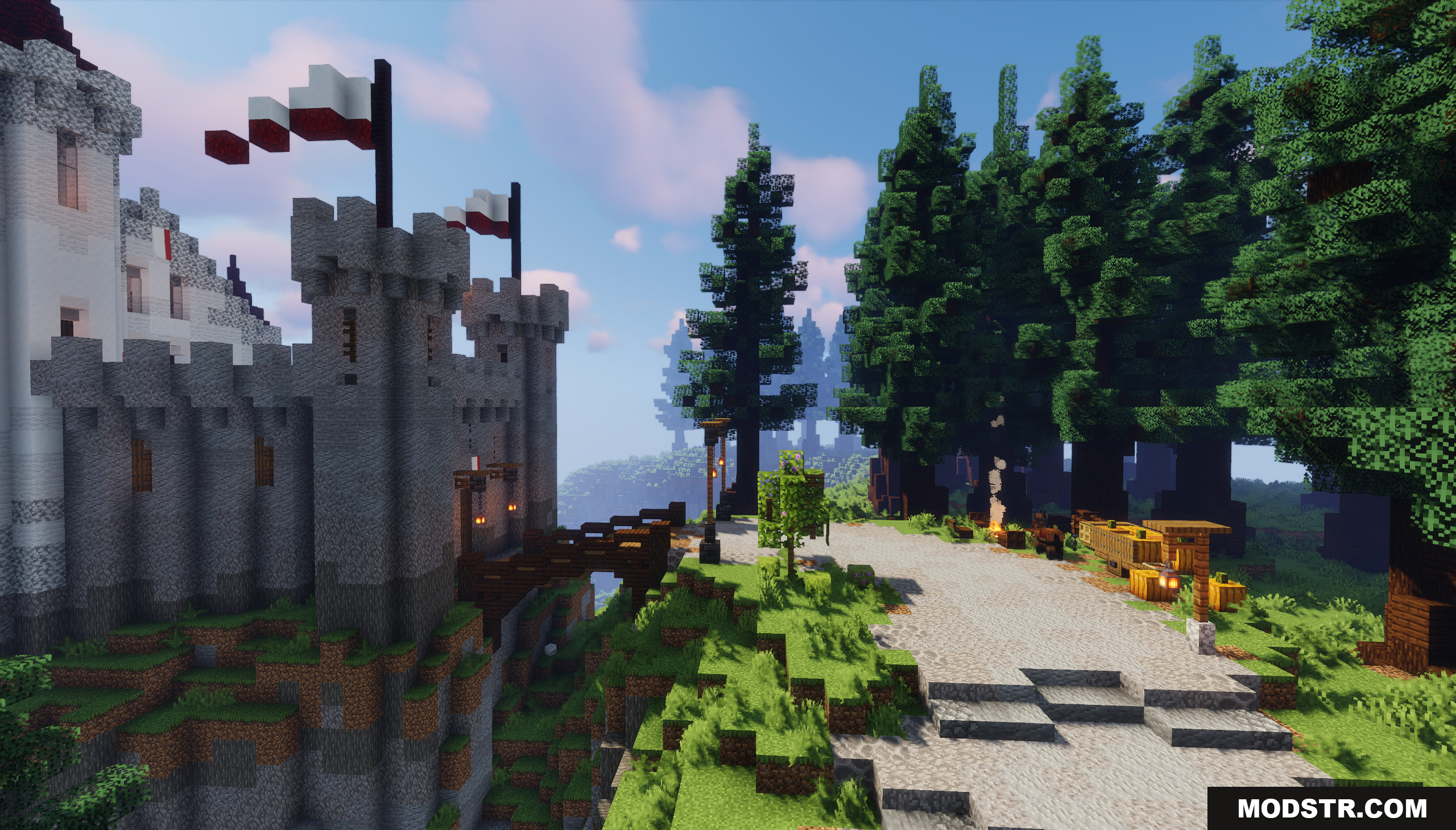 Diorite Castle Map Screenshot 10 A stone castle on a cliff with a path to a forest