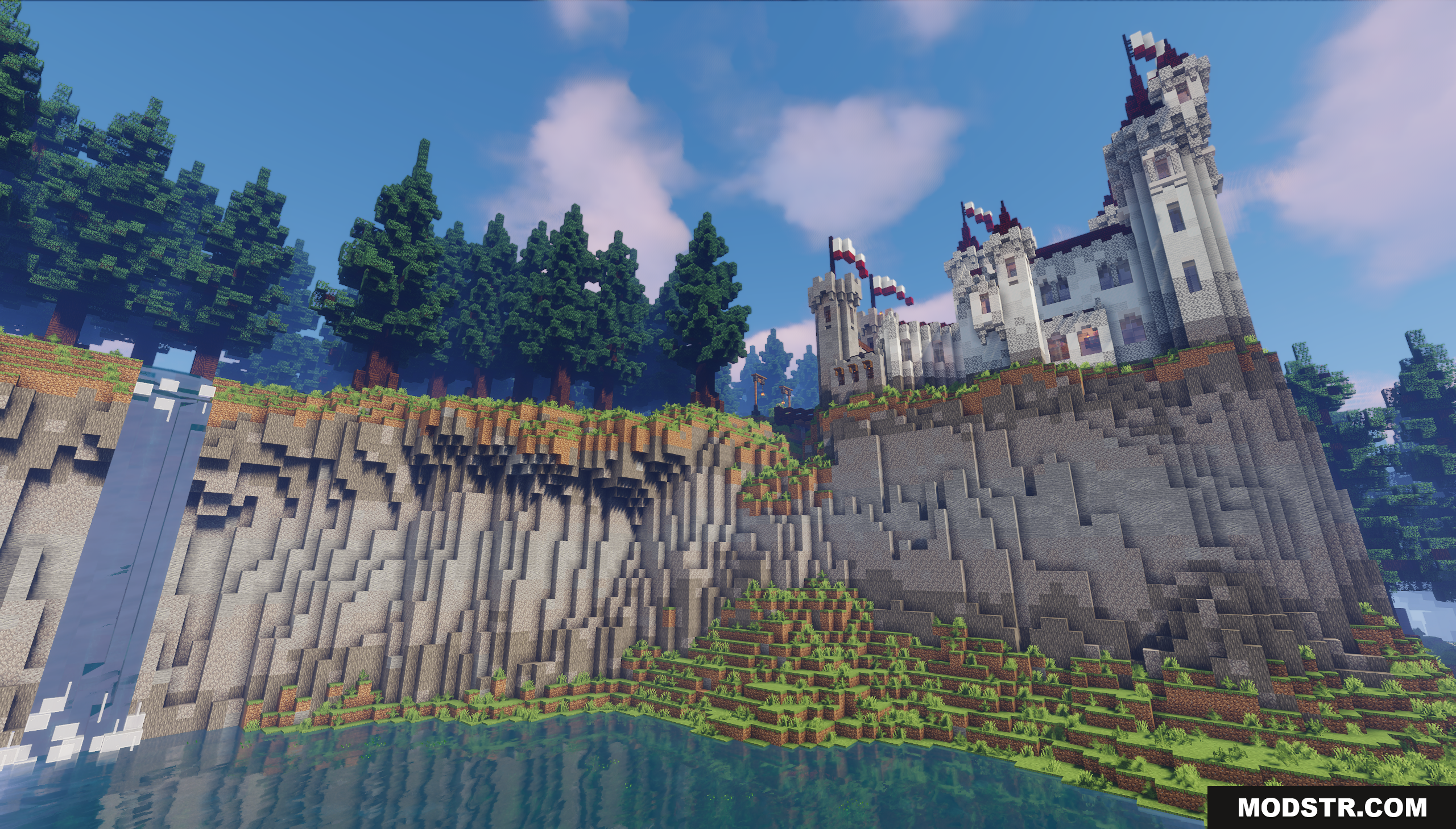Diorite Castle Map Screenshot 4 A white diorite castle built on a tall cliffside