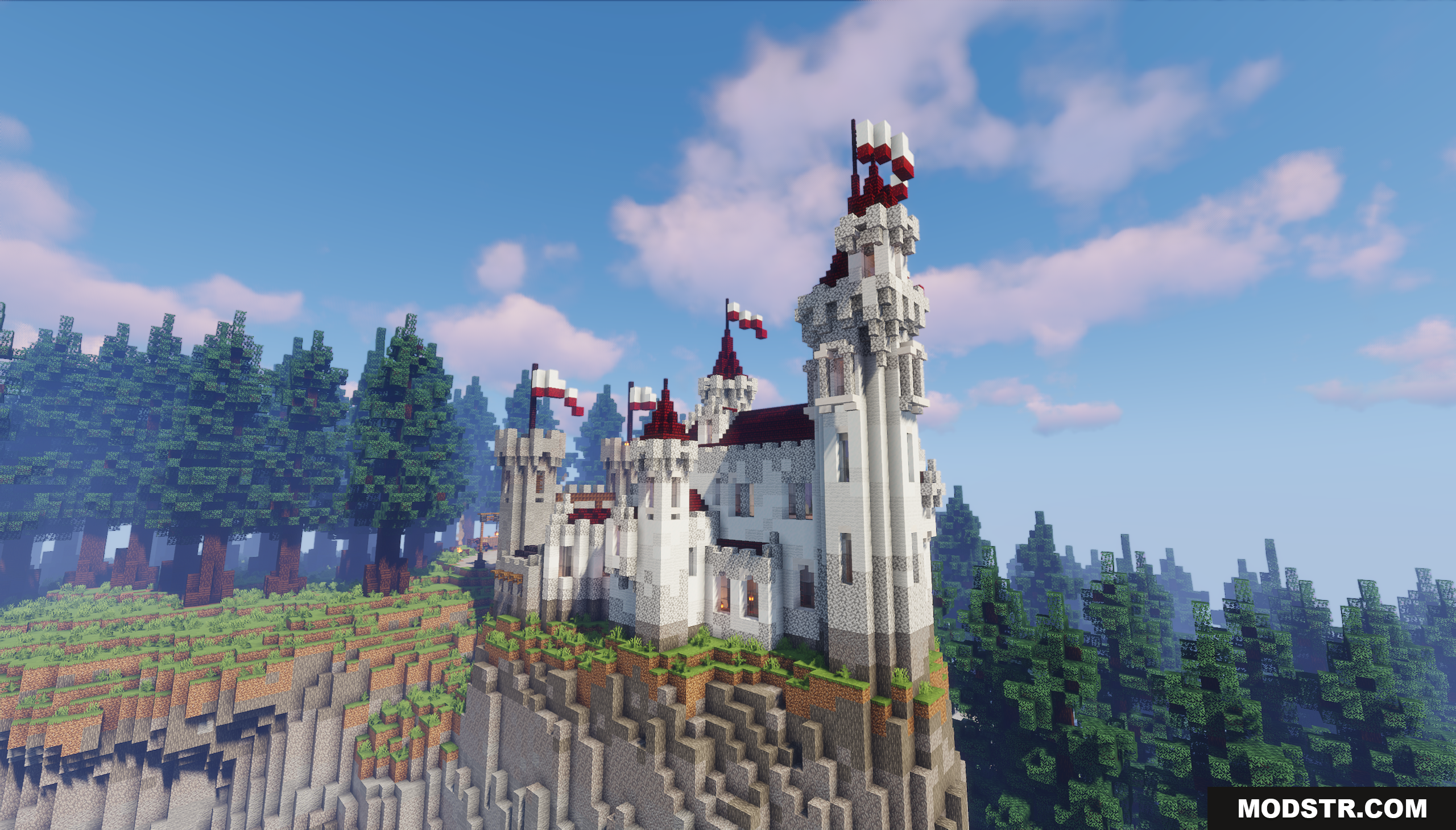 Diorite Castle Map Screenshot 2 The white castle with red flags on a cliff