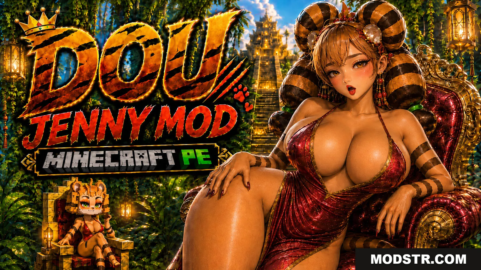 Dou Ellie Jenny Mod for Minecraft PE 1.21 – Anime Tiger Girl Model