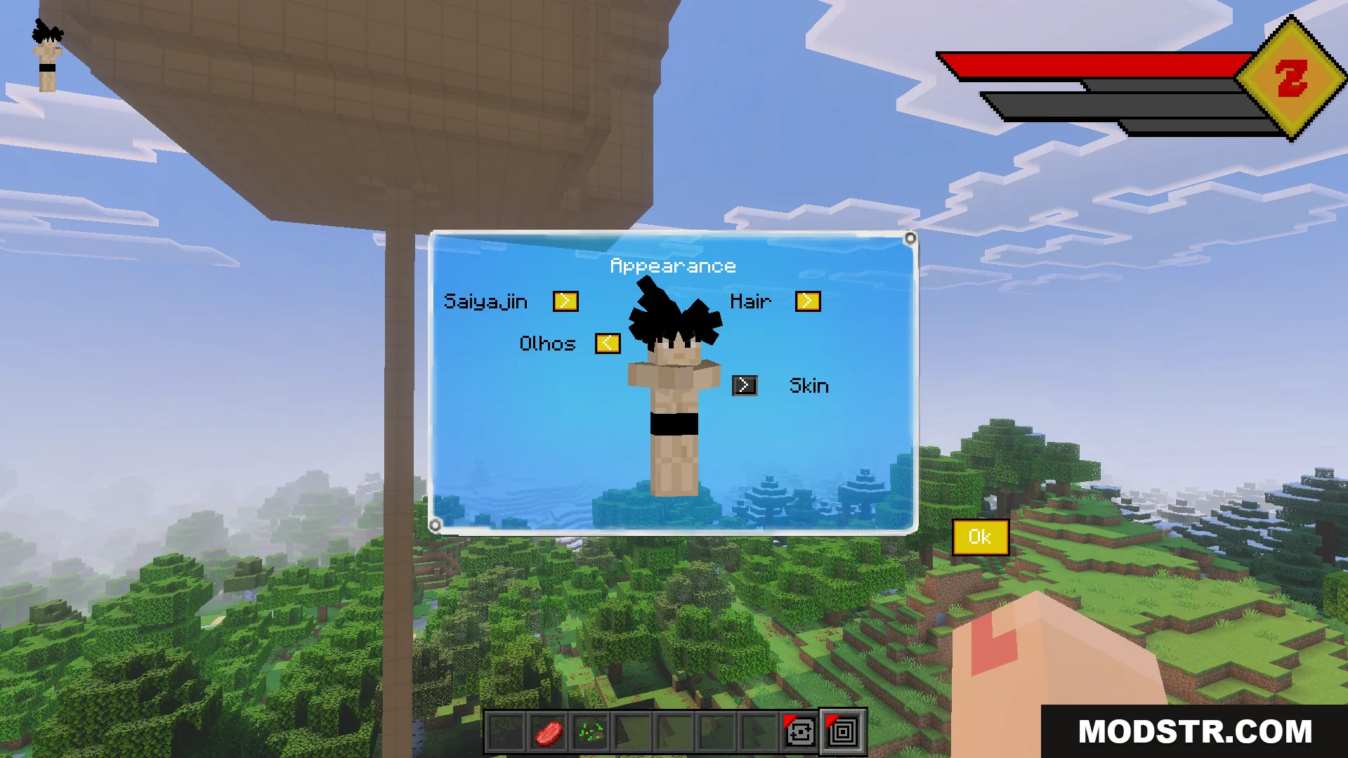 Dragon Block C Ultimate Addon Screenshot 3 Dragon Block C Ultimate Addon menu for selecting Saiyan race and appearance