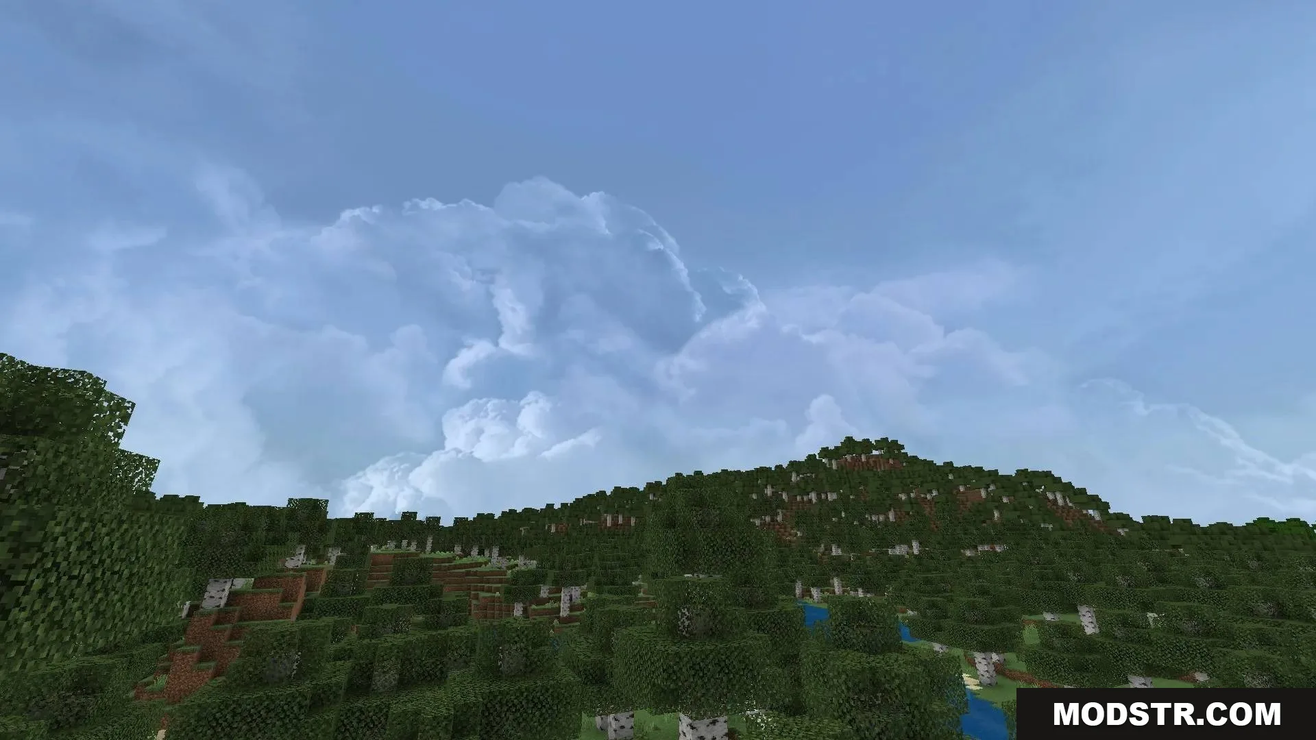 Dramatic Skys Shader adds realistic high definition clouds to the Minecraft world