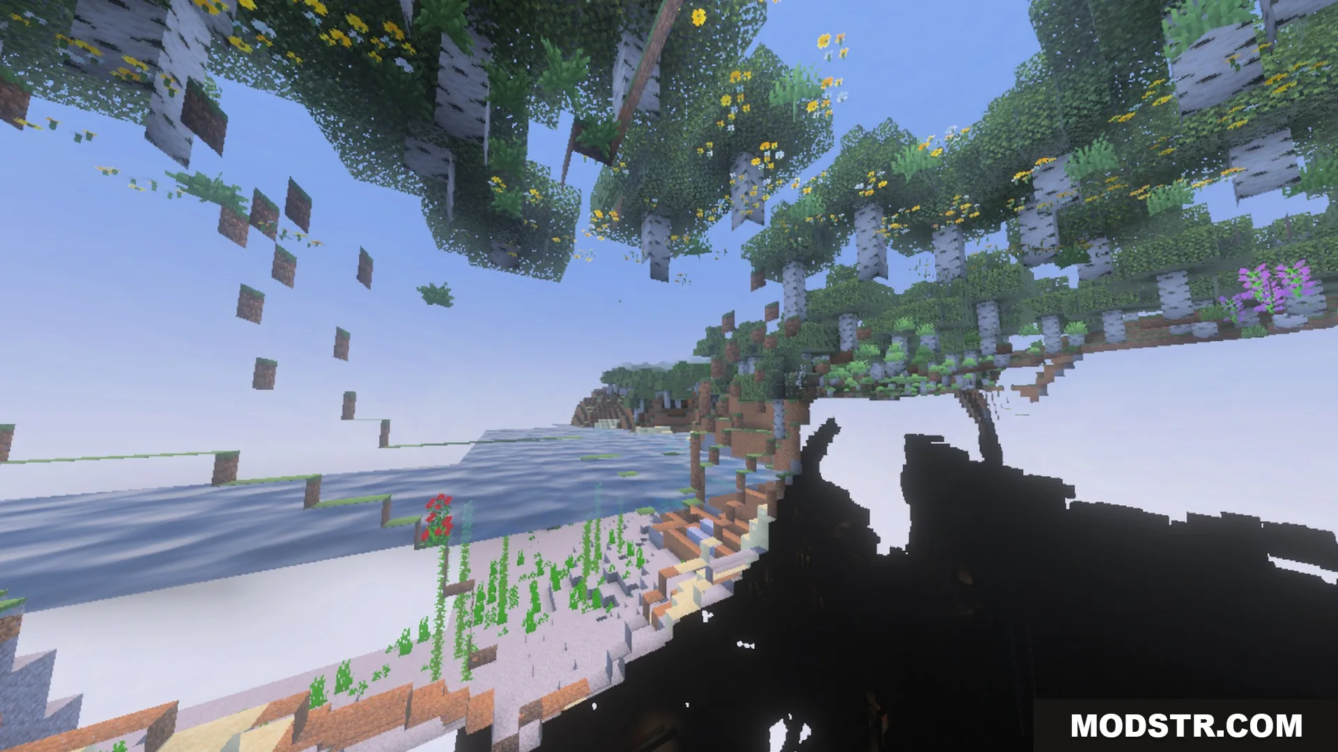 Dynamic Wave Shader Screenshot 4 Underwater view of birch trees through the surface of a river