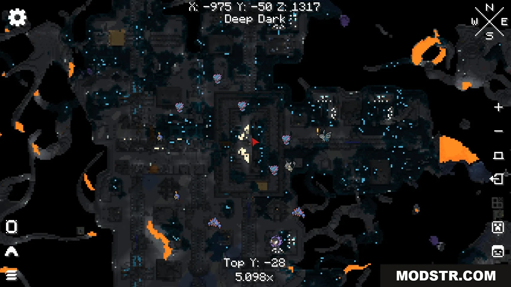 E19 Cobblemon Minimap Icons Resource Pack Screenshot 8 Underground minimap showing Pokemon icons in the dark Deep Dark biome