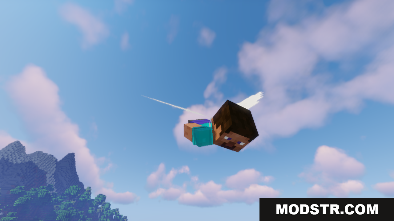 Elytra Fairy Wings Resource Pack Screenshot 10 Player flying through the sky with white fairy wings