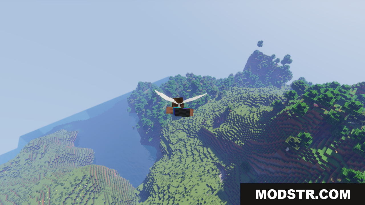 Elytra Fairy Wings Resource Pack Screenshot 8 Flying over a lush green landscape with fairy wings