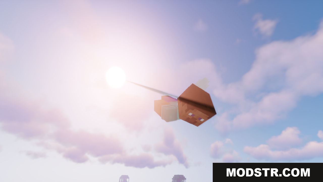 Elytra Fairy Wings Resource Pack Screenshot 7 Player with white fairy wings flying towards the sun