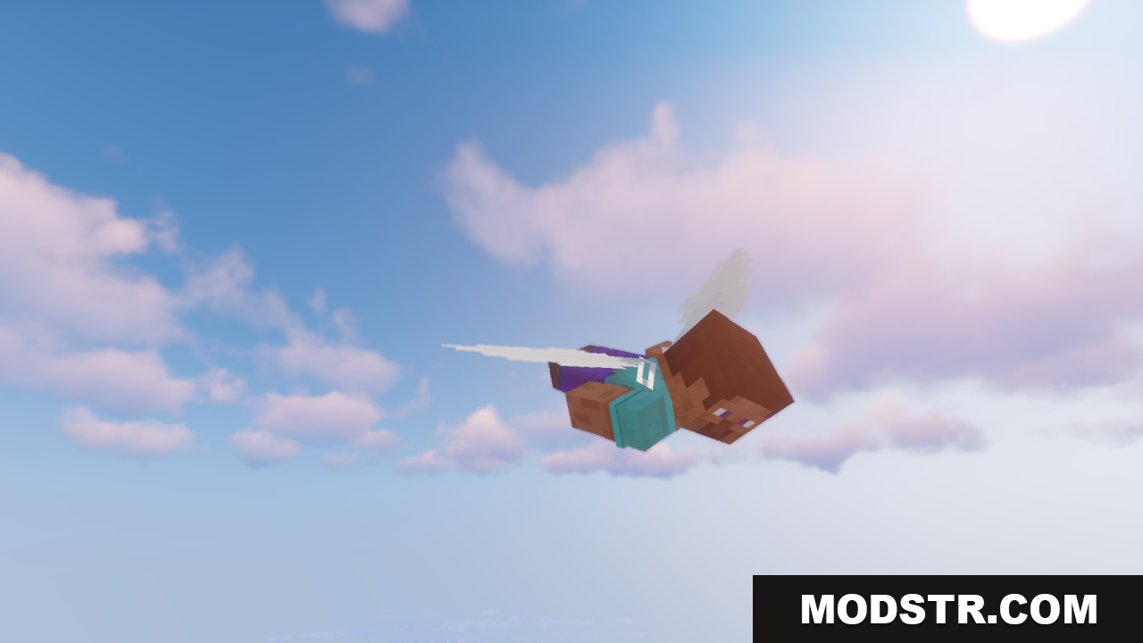 Elytra Fairy Wings Resource Pack Screenshot 2 Close-up of a player flying with delicate white fairy wings