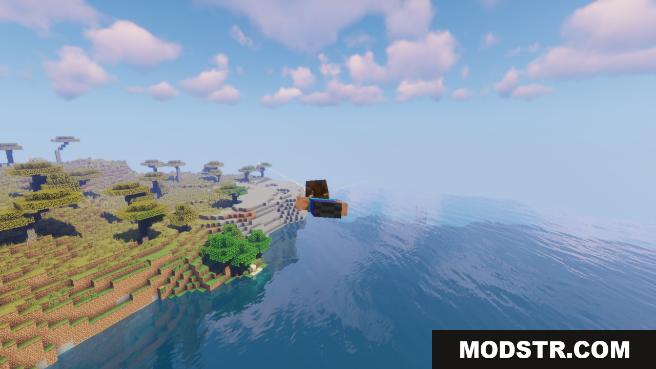 Elytra Fairy Wings Resource Pack Screenshot 12 Soaring above the ocean coastline with fairy wings