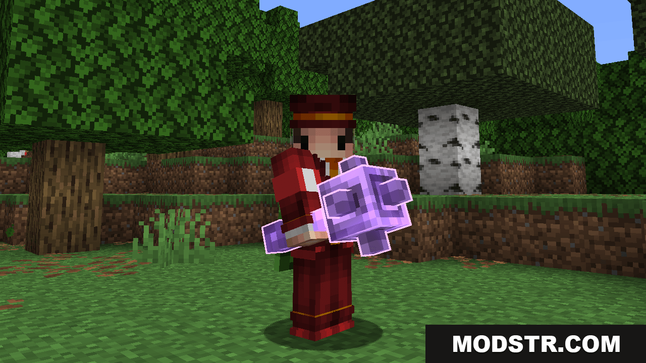 Enchantment Glows - Thin Outlines Resource Pack Screenshot 3 Player holding an enchanted mace with a bright purple glowing outline