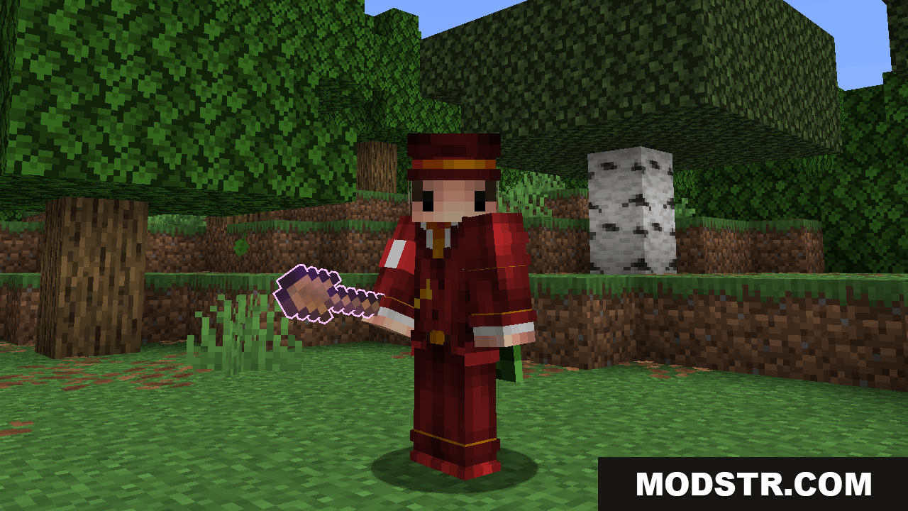Enchantment Glows - Thin Outlines Resource Pack Screenshot 9 Player holding an enchanted shovel with a purple glowing outline