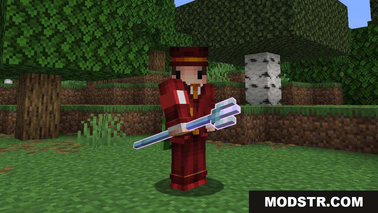 Enchantment Glows - Thin Outlines Resource Pack Screenshot 10 Player holding an enchanted trident with a bright glowing outline