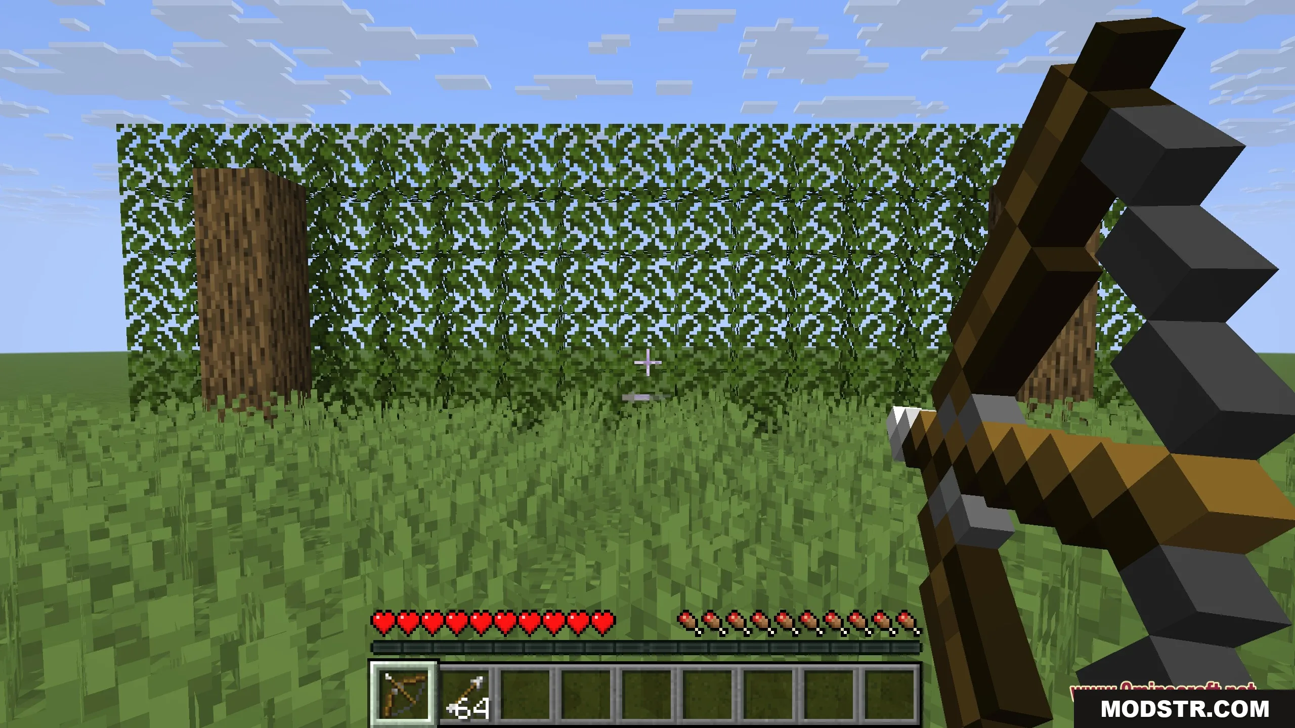 Enhanced Attack Indicator 9minecraft Mod Screenshot 2 Player drawing a bow with a progress indicator bar below the crosshair
