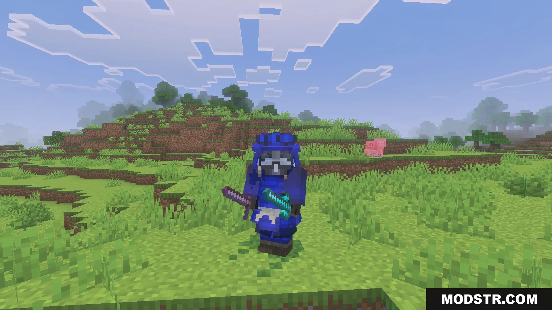 Epic Knights Plus Addon Screenshot 7 Epic Knights Plus Addon features a player in blue armor holding swords