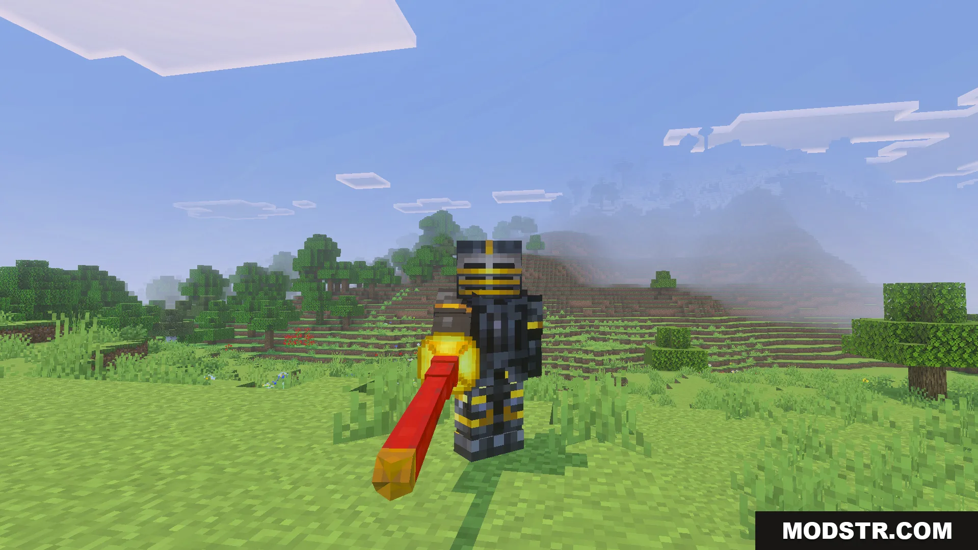 Epic Knights Plus Addon Screenshot 5 Player in dark gilded armor from Epic Knights Plus Addon holding a lance