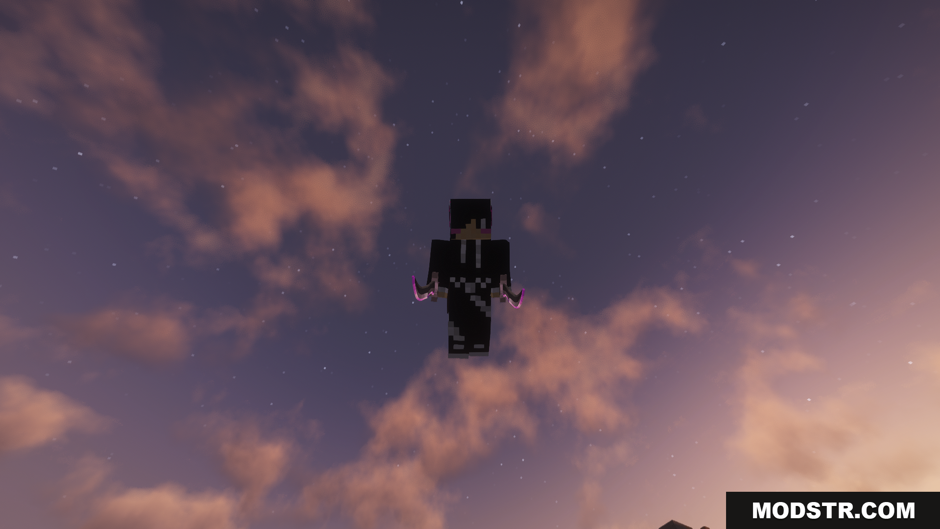 EpicFight Awaken Mod Screenshot 14 Player holding dual glowing blades in the night sky
