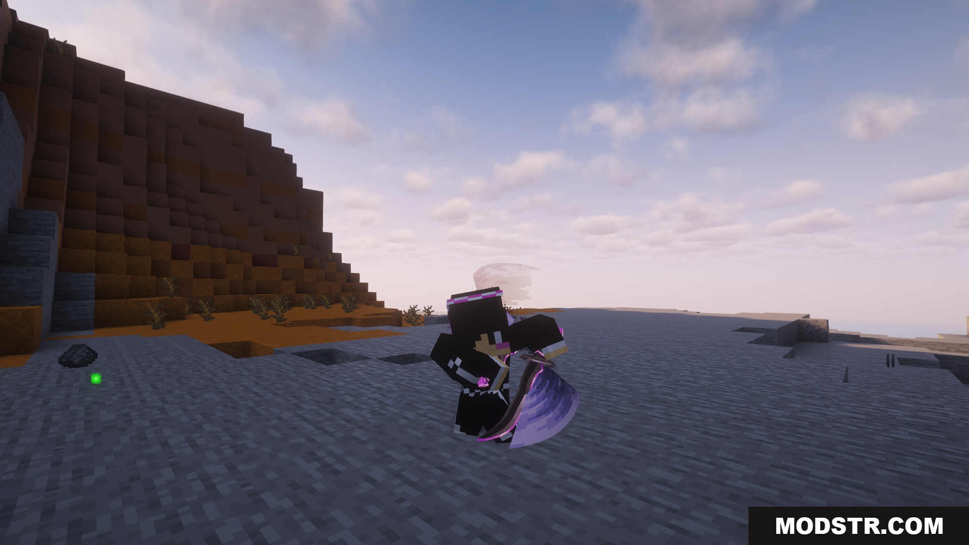 EpicFight Awaken Mod Screenshot 6 Player executing a spinning slash with purple swords