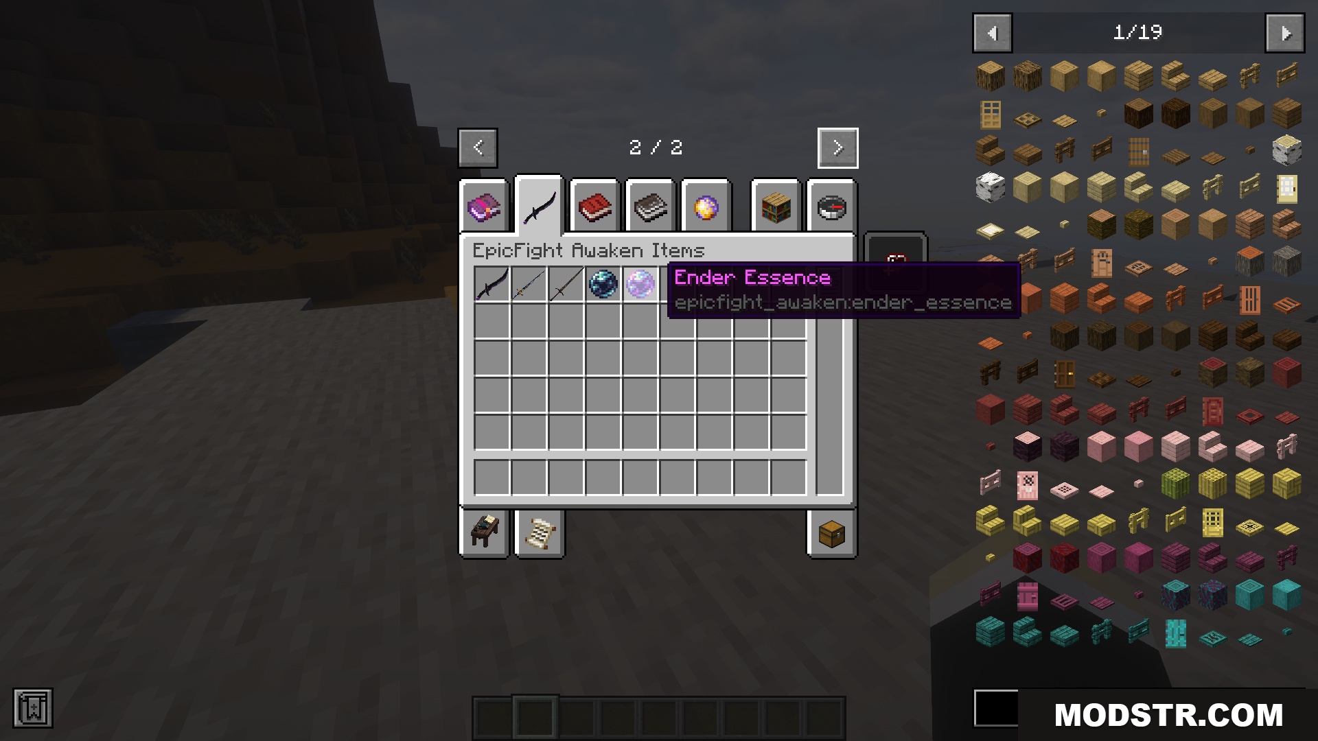 EpicFight Awaken Mod Screenshot 2 Ender Essence and new weapons in creative inventory