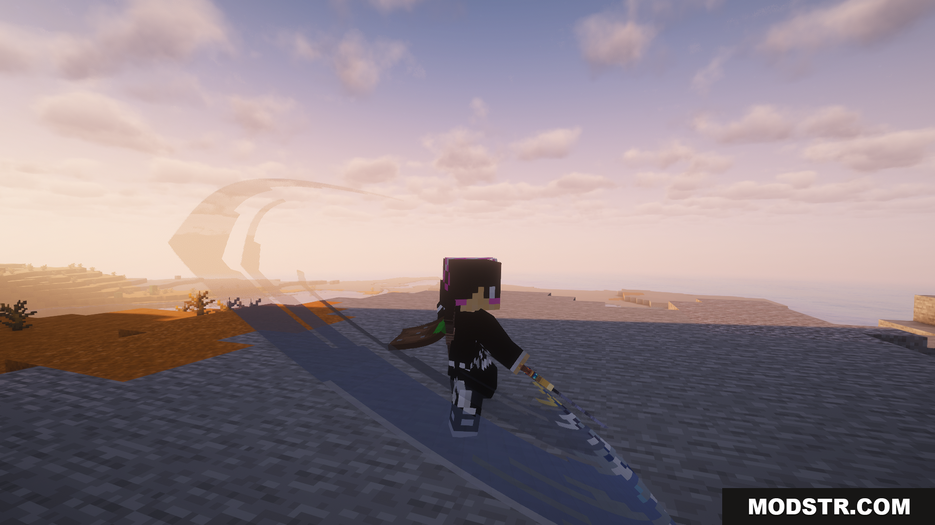 EpicFight Awaken Mod Screenshot 12 Player performing a wide sweeping attack with a sword