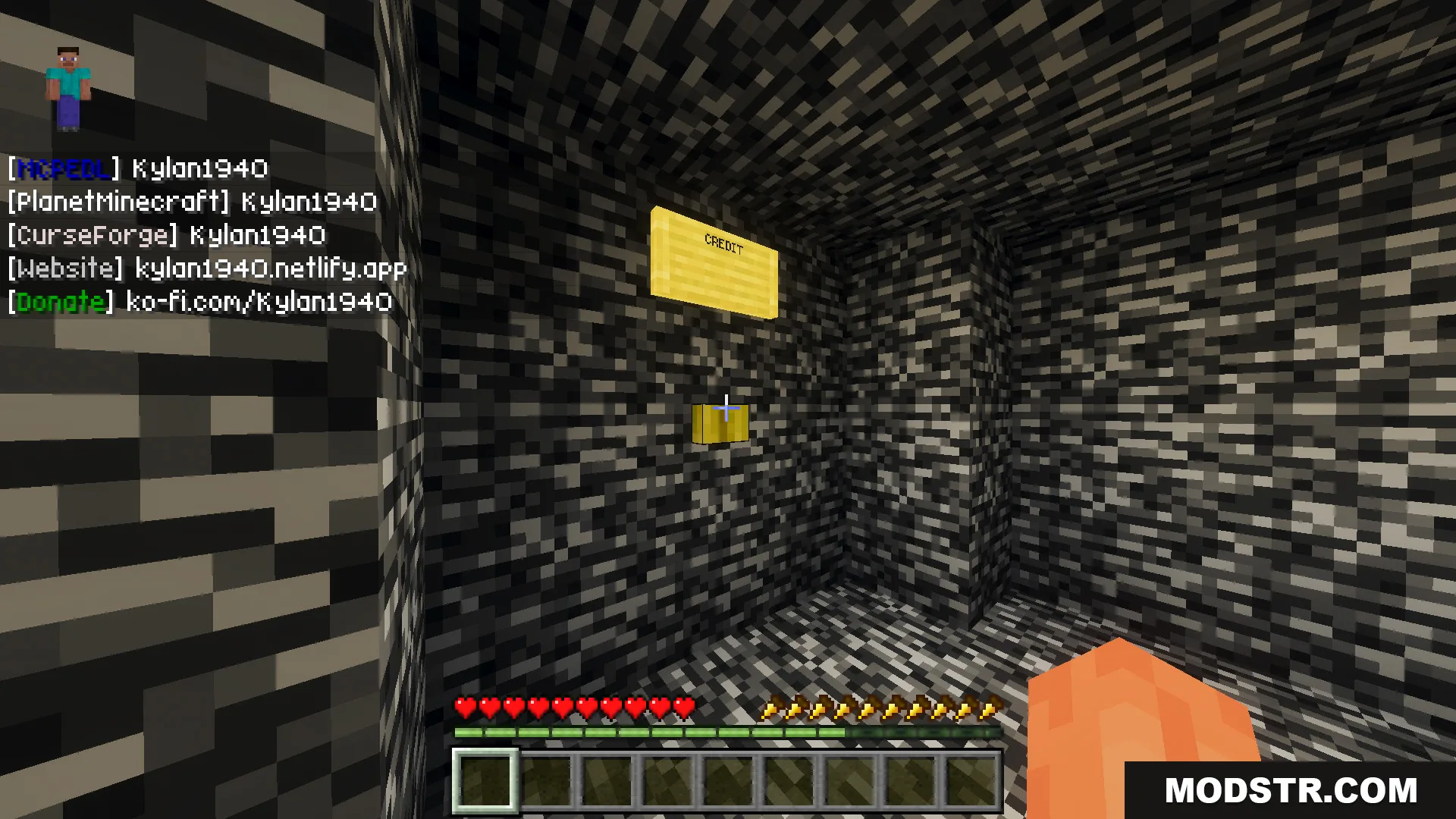 A bedrock room showing credits for the prison escape map series finale
