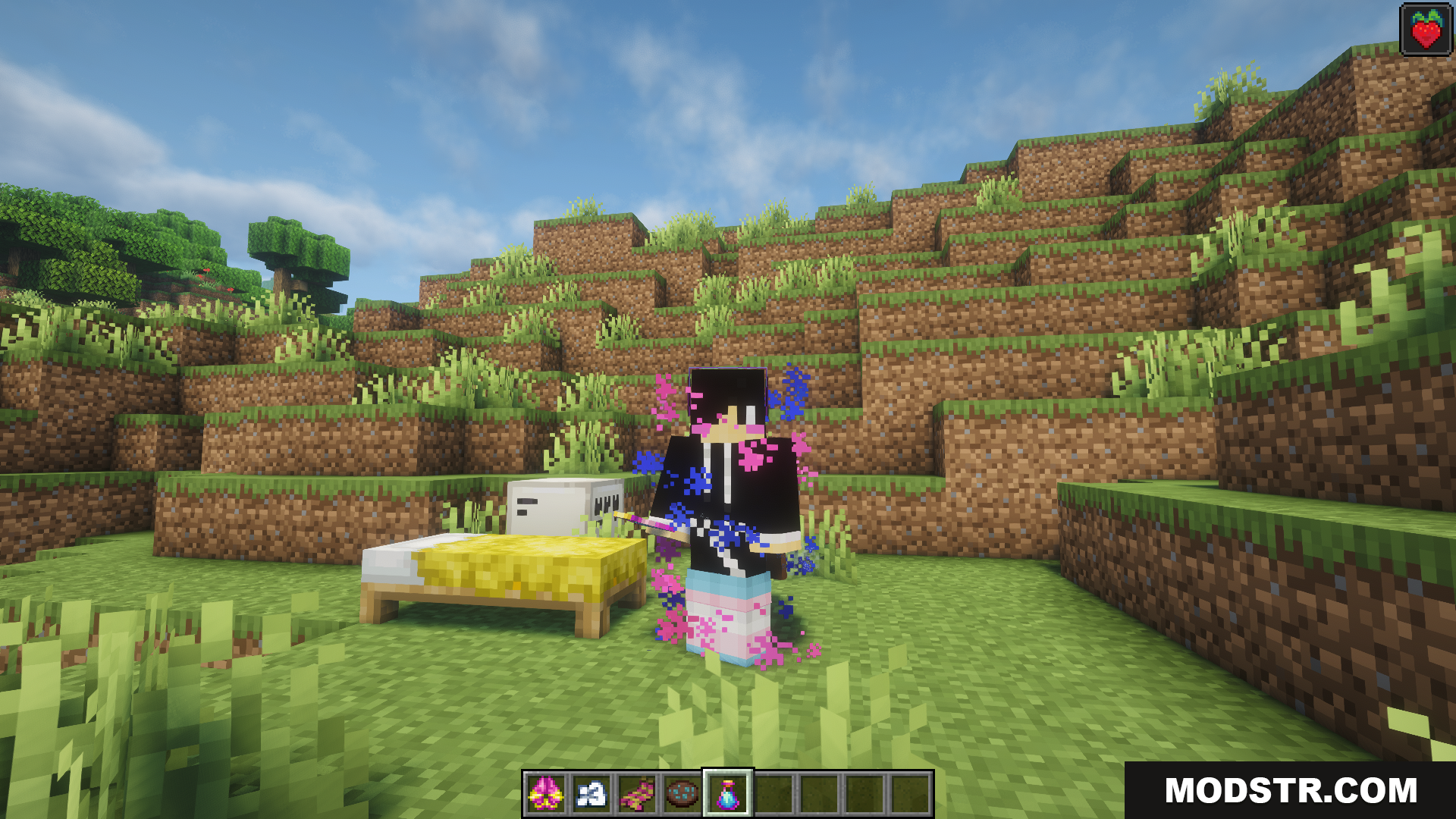 Estrogen Mod Screenshot 12 Player character with custom appearance and particle effects