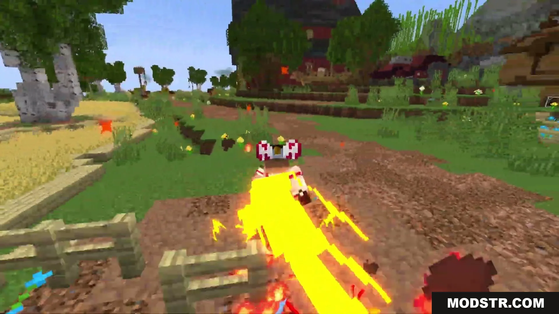 Eternal Ember Blight Mod Screenshot 8 The player uses a fire dash to move quickly along a dirt path