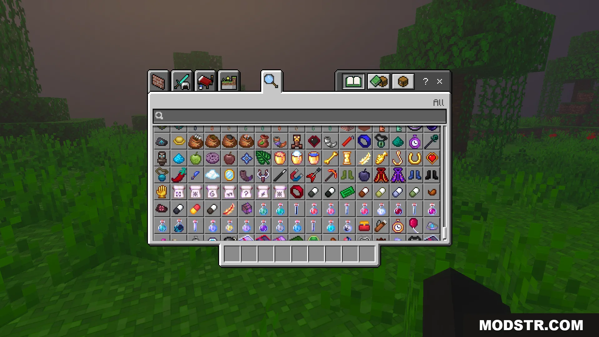 Euforias Items Addon Screenshot 2 Creative inventory showing many new custom items added by the addon